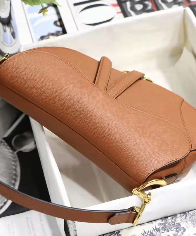 Christian Dior Saddle Bag Leather Coffee